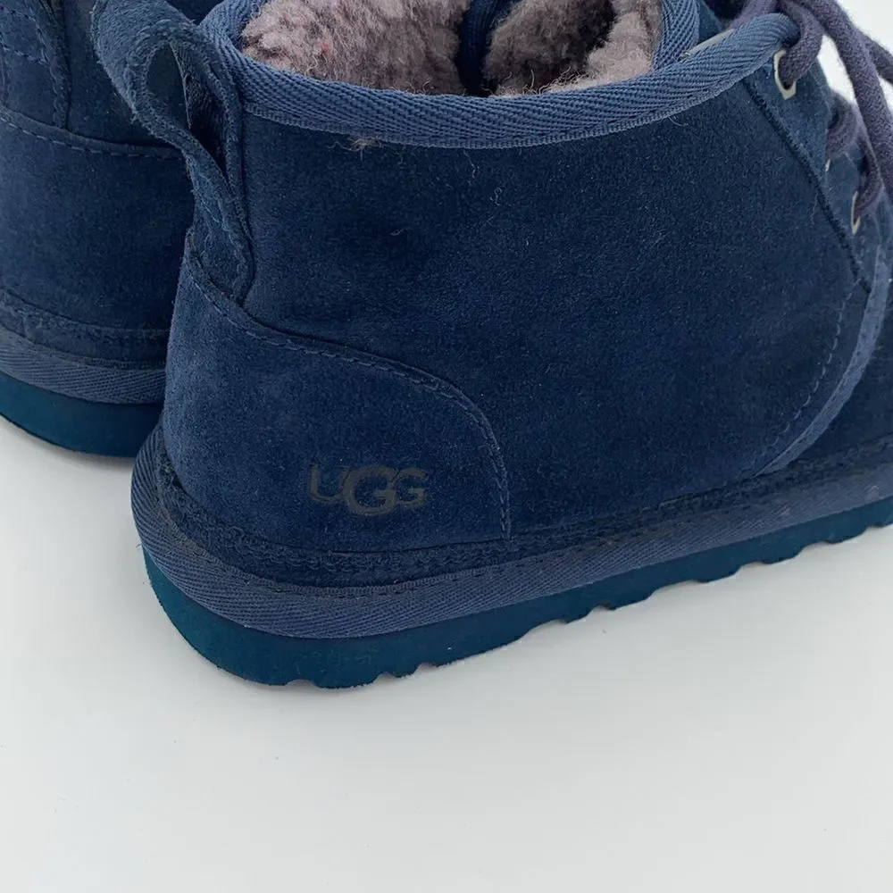 UGG Neumel dark blue suede leather shearling wool lined lace up men’s 7